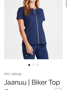 Jaanuu Navy Short-Sleeve Biker Zip Top
